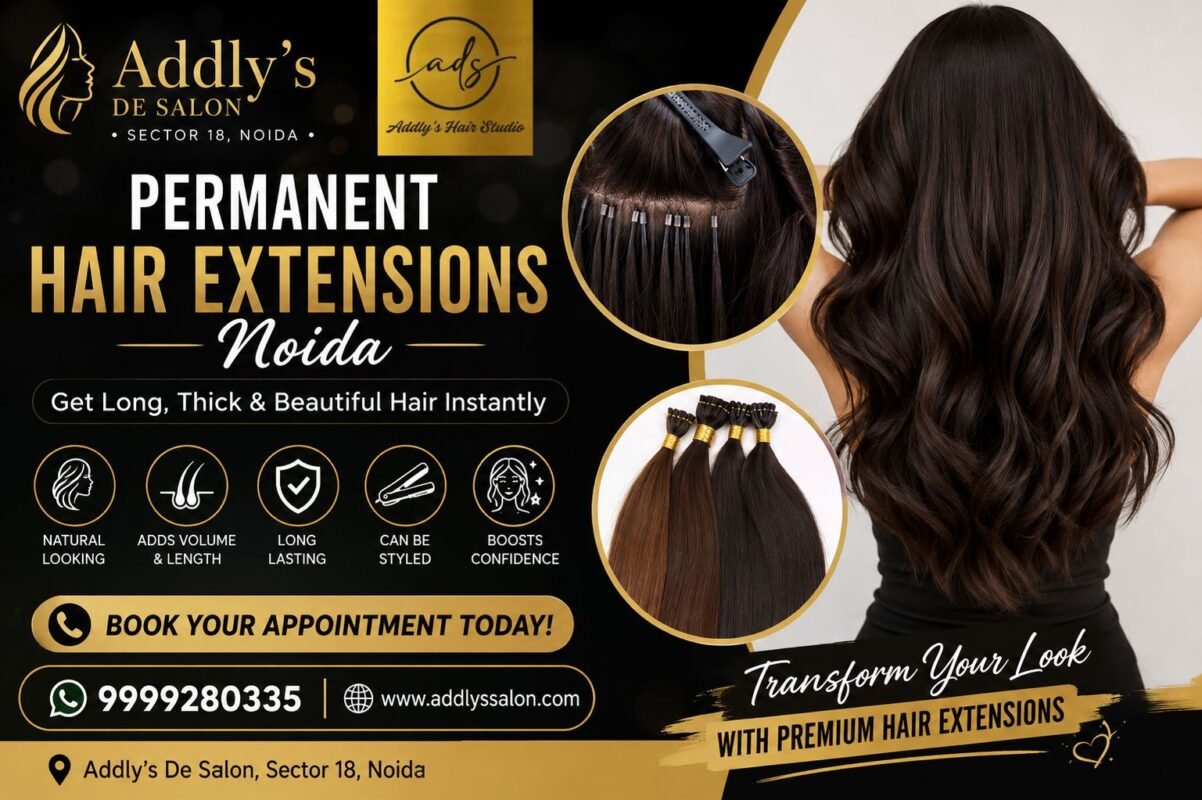 Permanent Hair Extensions for Men in Noida at Addly's De Salon with natural-looking hair volume and thickness transformation.