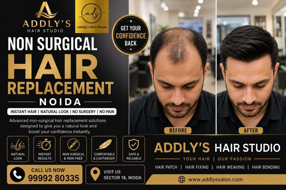 Non Surgical Hair Replacement for Women Noida at Addly's Hair Studio for thinning hair and hair loss solutions
