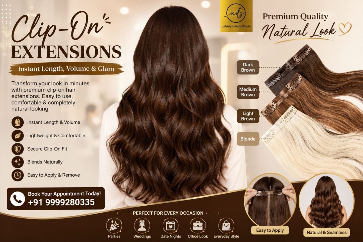 Clip-on extensions in Sector 18 Noida for instant hair length and volume