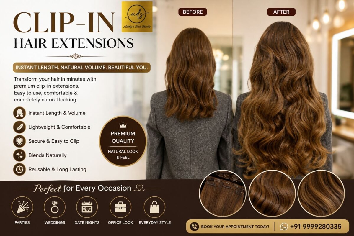 Natural-looking clip-in hair extensions for long, voluminous hair in Noida