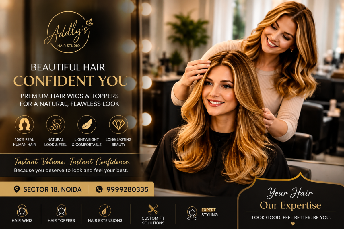 Premium human hair wigs in Sector 18 Noida at Addly’s Hair Studio