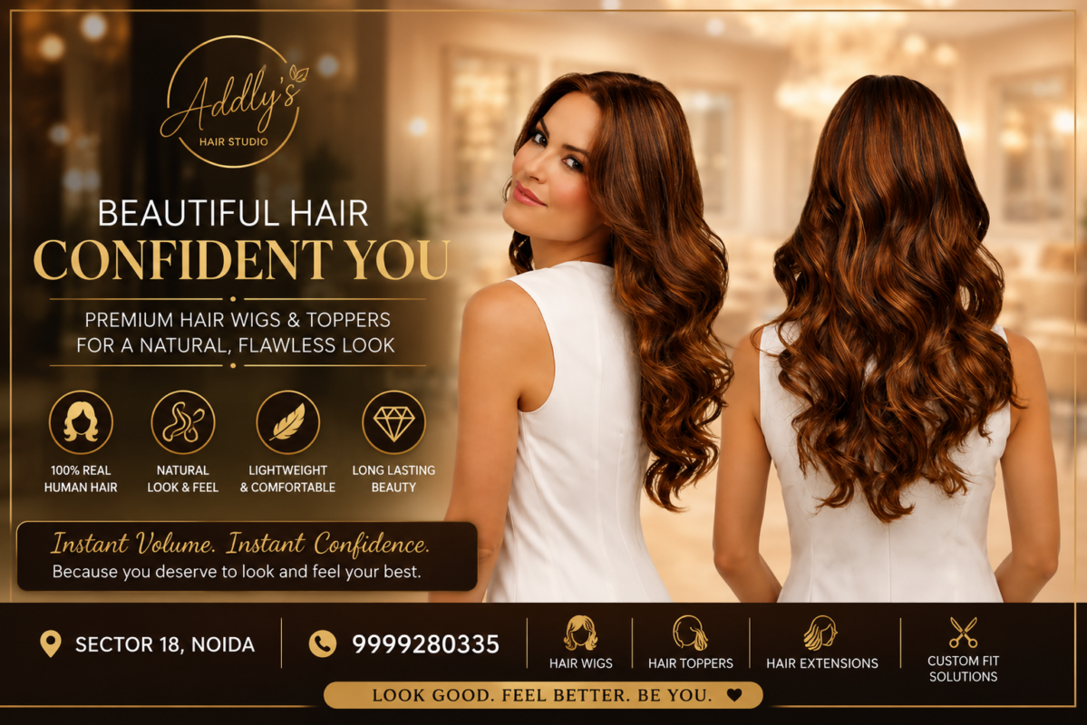 Premium human hair wigs in Sector 18 Noida at Addly’s Hair Studio
