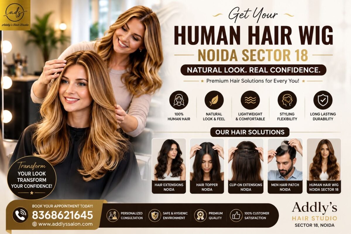 Natural-looking human hair wig and hair transformation at Addly’s Hair Studio